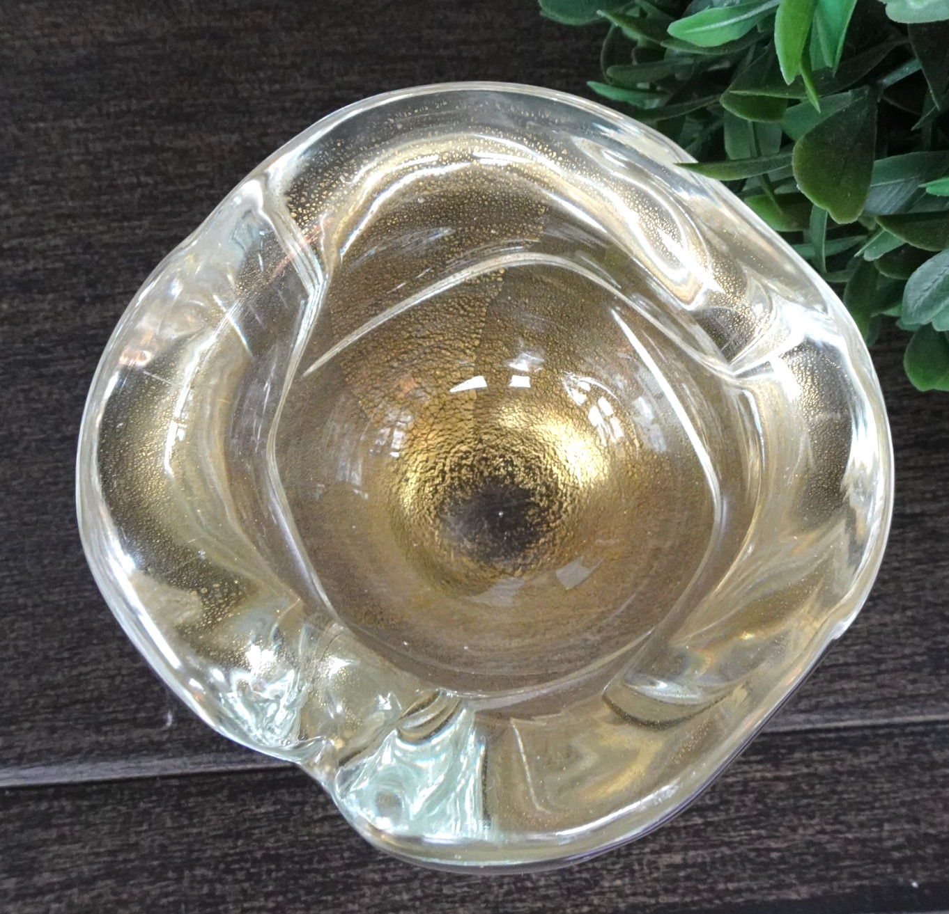 Barovier & Toso Murano Art Glass Gold Aventurine Textured Square Ashtray Bowl