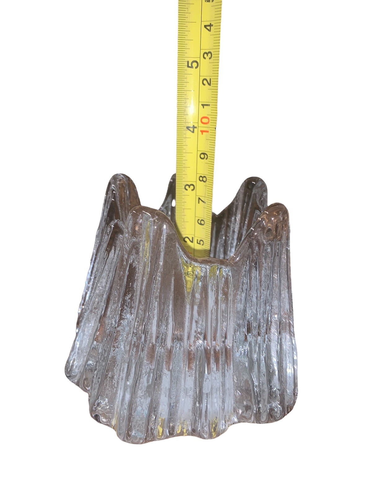 Vintage Crystal Nybro Iceberg Votive Candle Holder Swedish Rune Strand Gift