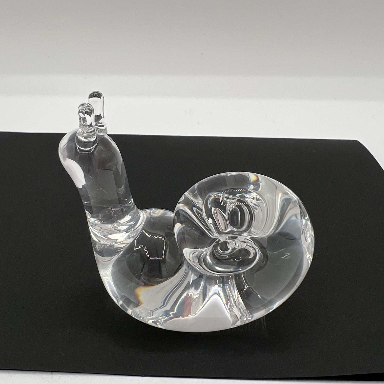 Steuben Vintage Crystal SNAIL Paperweight Hand Cooler Figurine Signed Art Glass