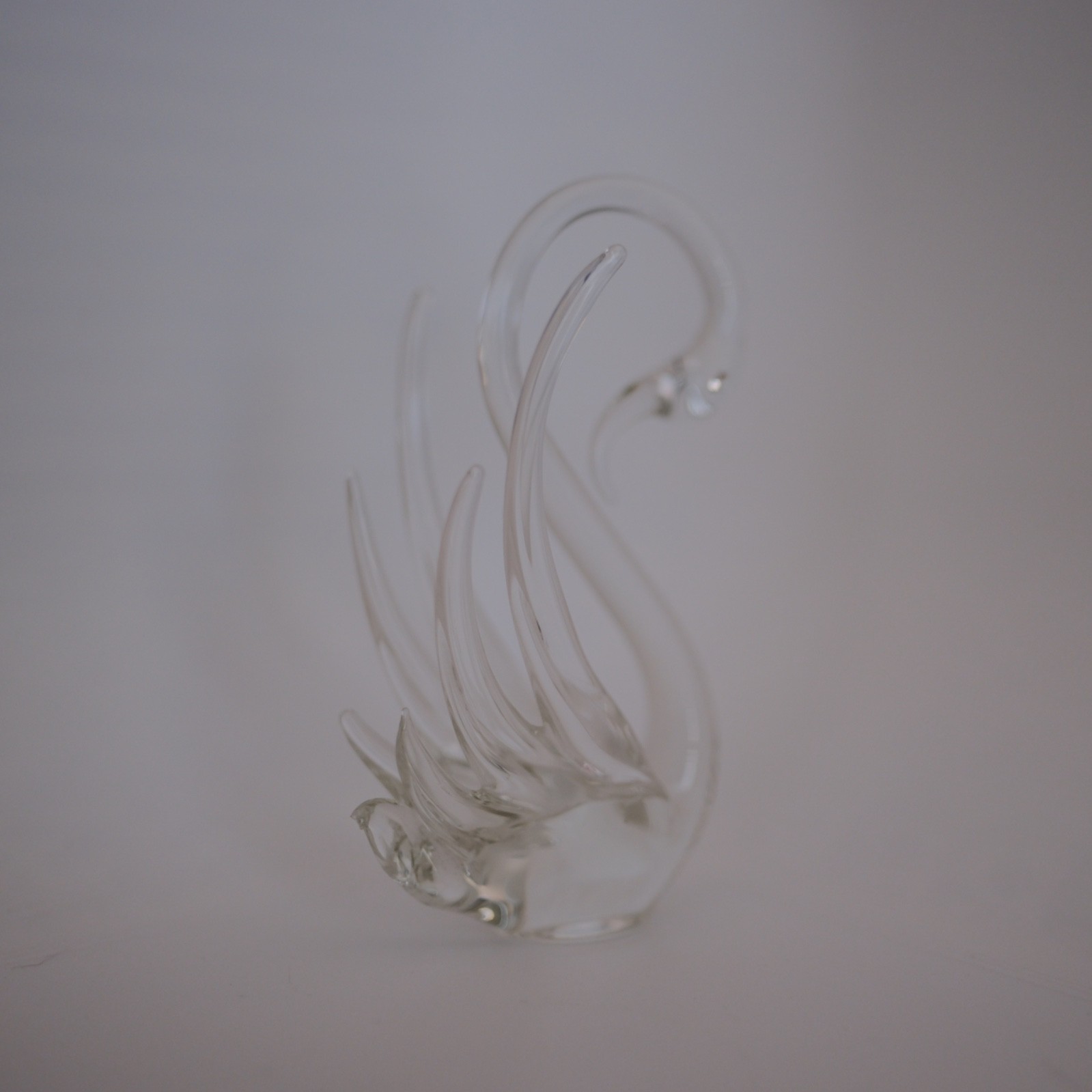 Vintage Clear Crystal Glass Swan Figurine Decorative Bird Sculpture 6in