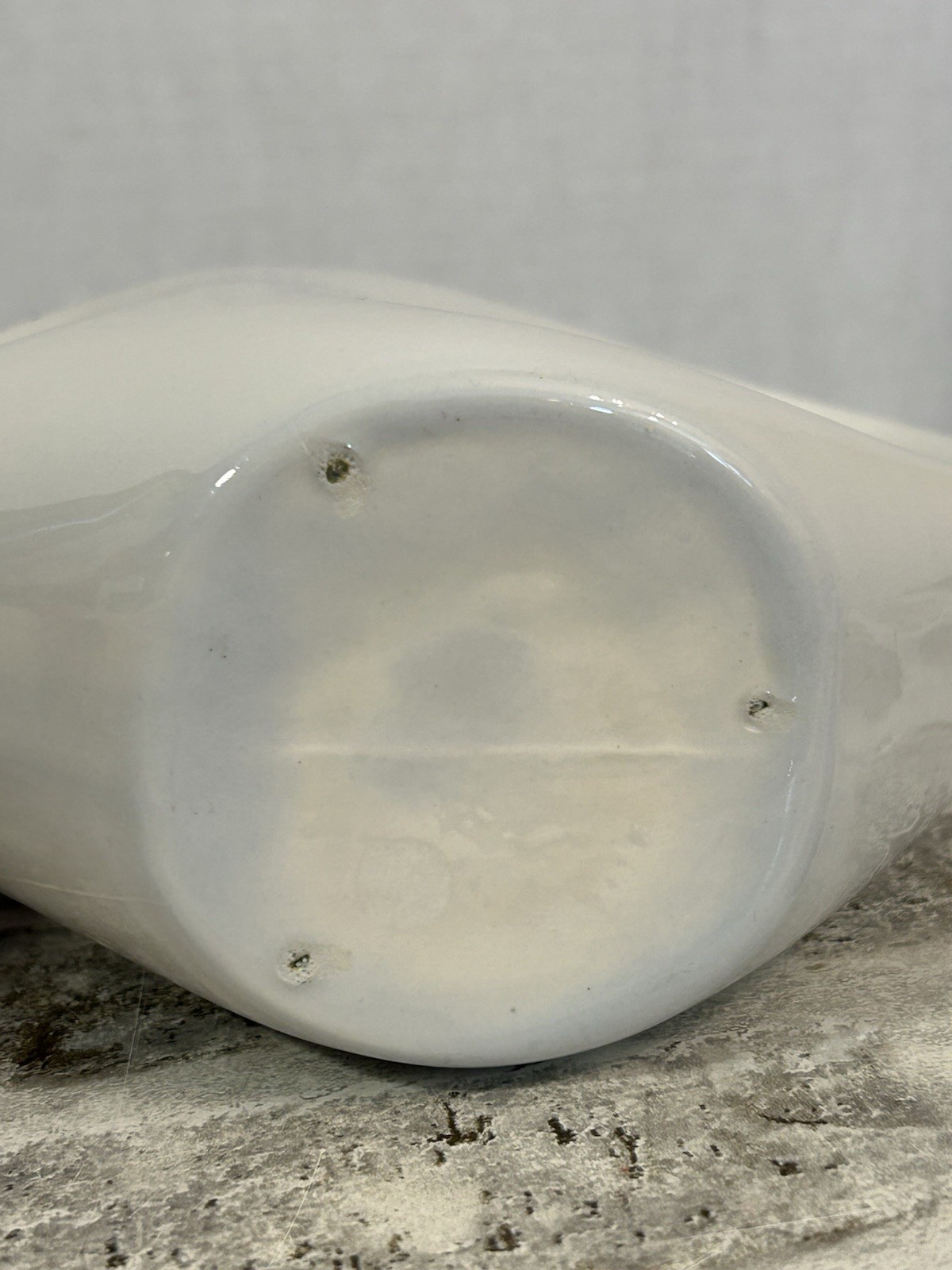 Haeger Retro Abstract White Vase 9″ Inches Tall x 9.5” Inches Across Holes Wide