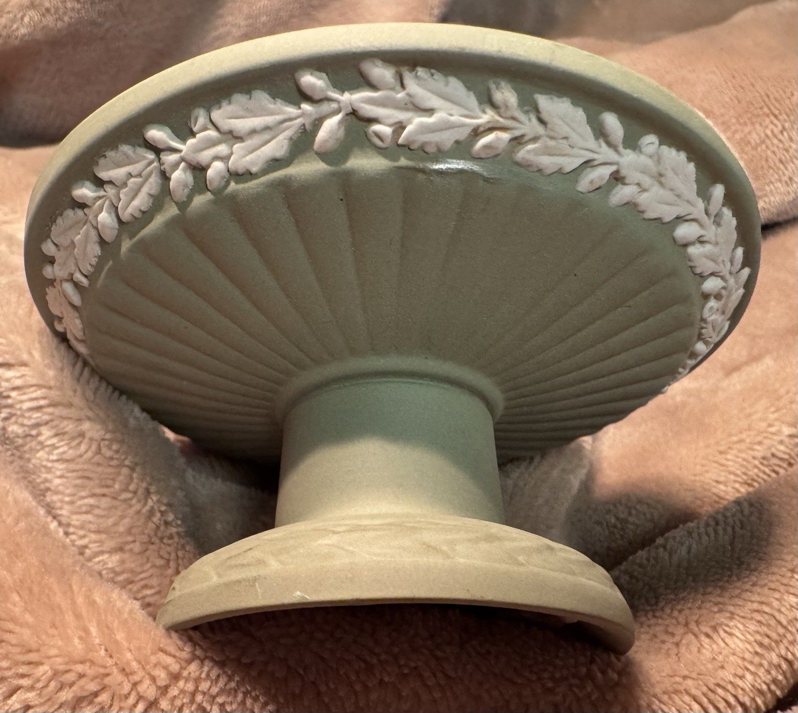 Vintage Wedgwood Sage Green Jasperware Classic Candle Holders 2 Traditional