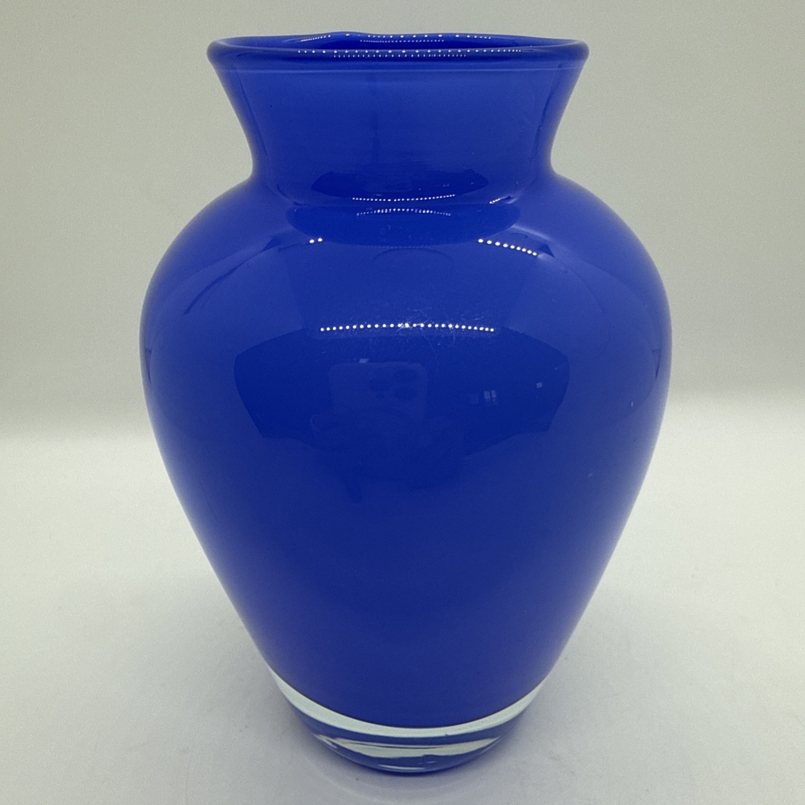 Cobalt Lavender Blue Hand Blown Glass Vase 4.75″ Tall Art Glass Modern Small