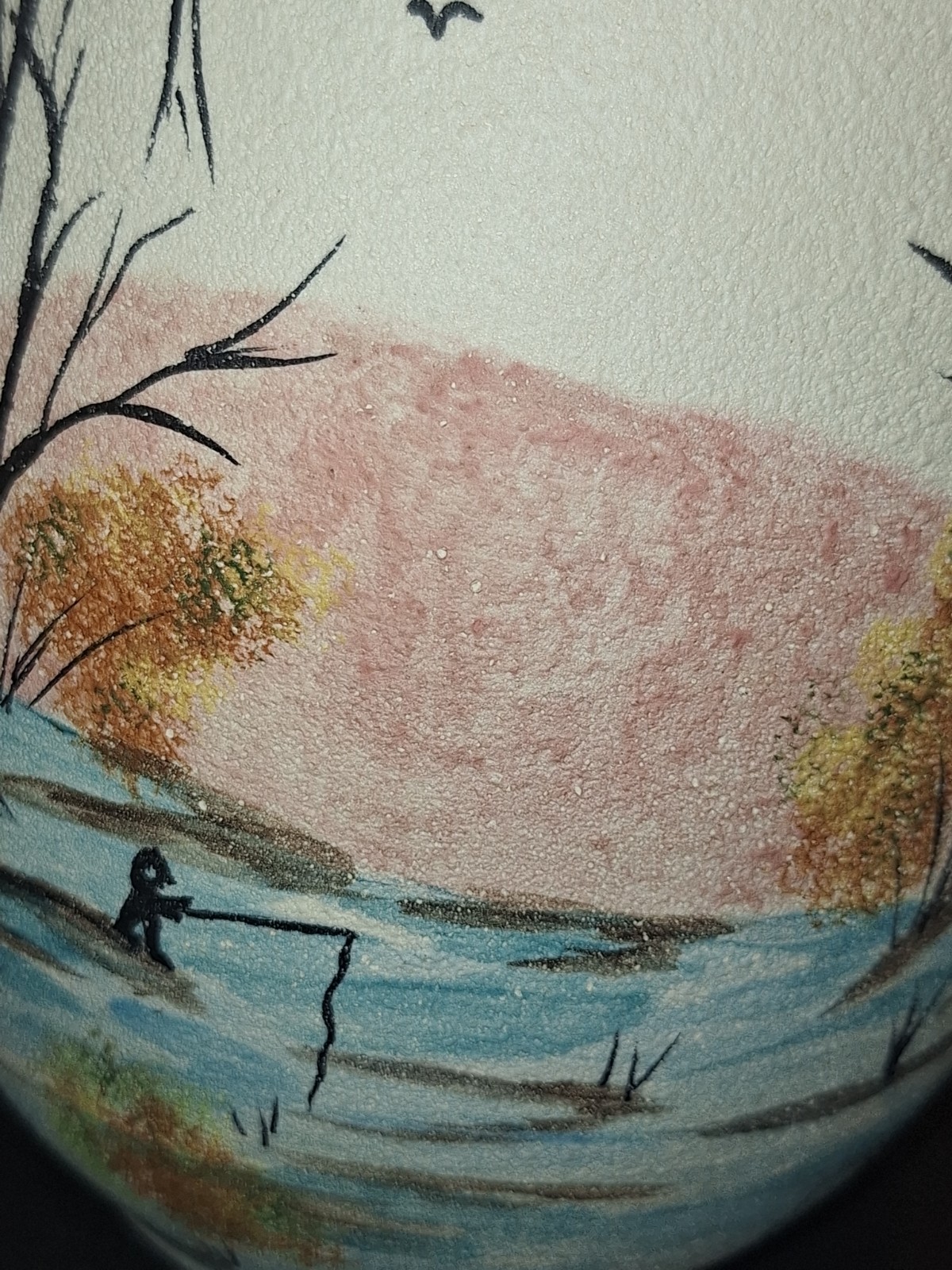 Holland Mold 10.5″ Vase Handpainted/Signed Mountain/Country Farmhouse Beautiful