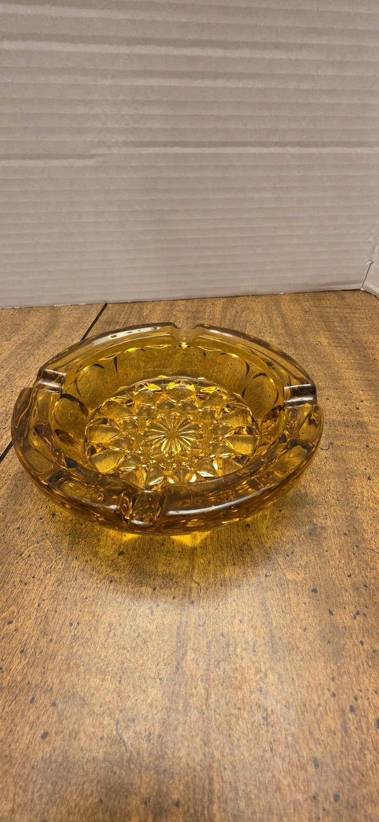 Vintage Amber HONEY Glass ASHTRAY ANCHOR HOCKING FAIRFIELD 6″ CIGAR CIGARETTE