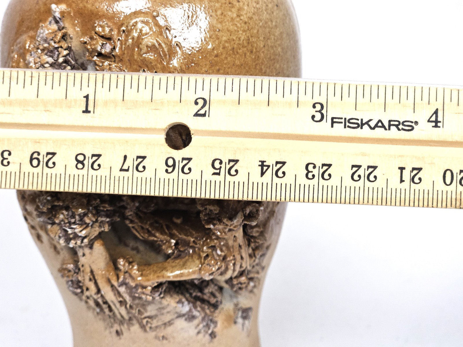 Vintage Japanese Banko Ware Vase – Hand-Carved 3D Glazed 5 3/4″