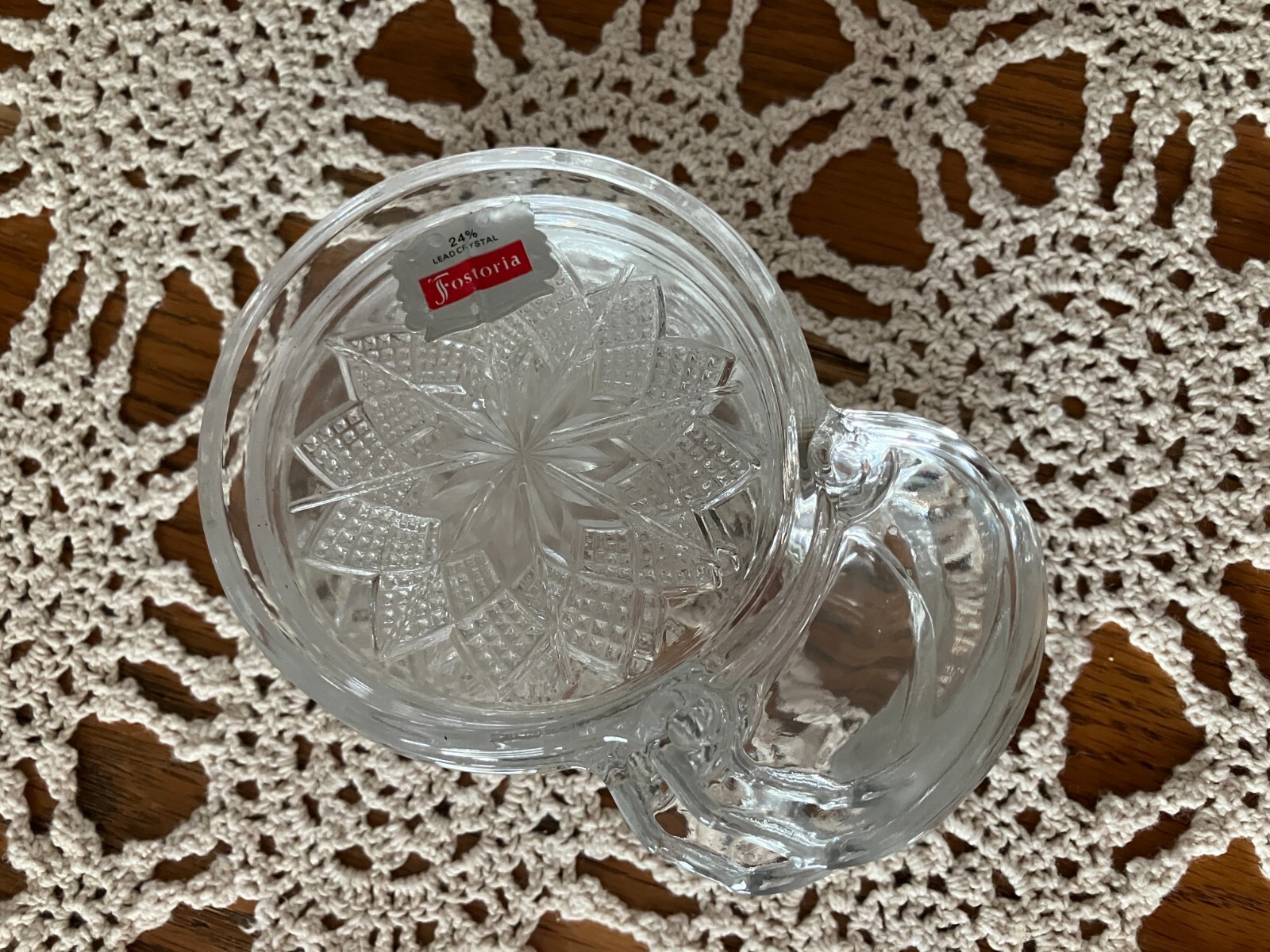 Vintage Set of 4 Lead Crystal Fostoria Sip and Smoke Coaster Ashtray