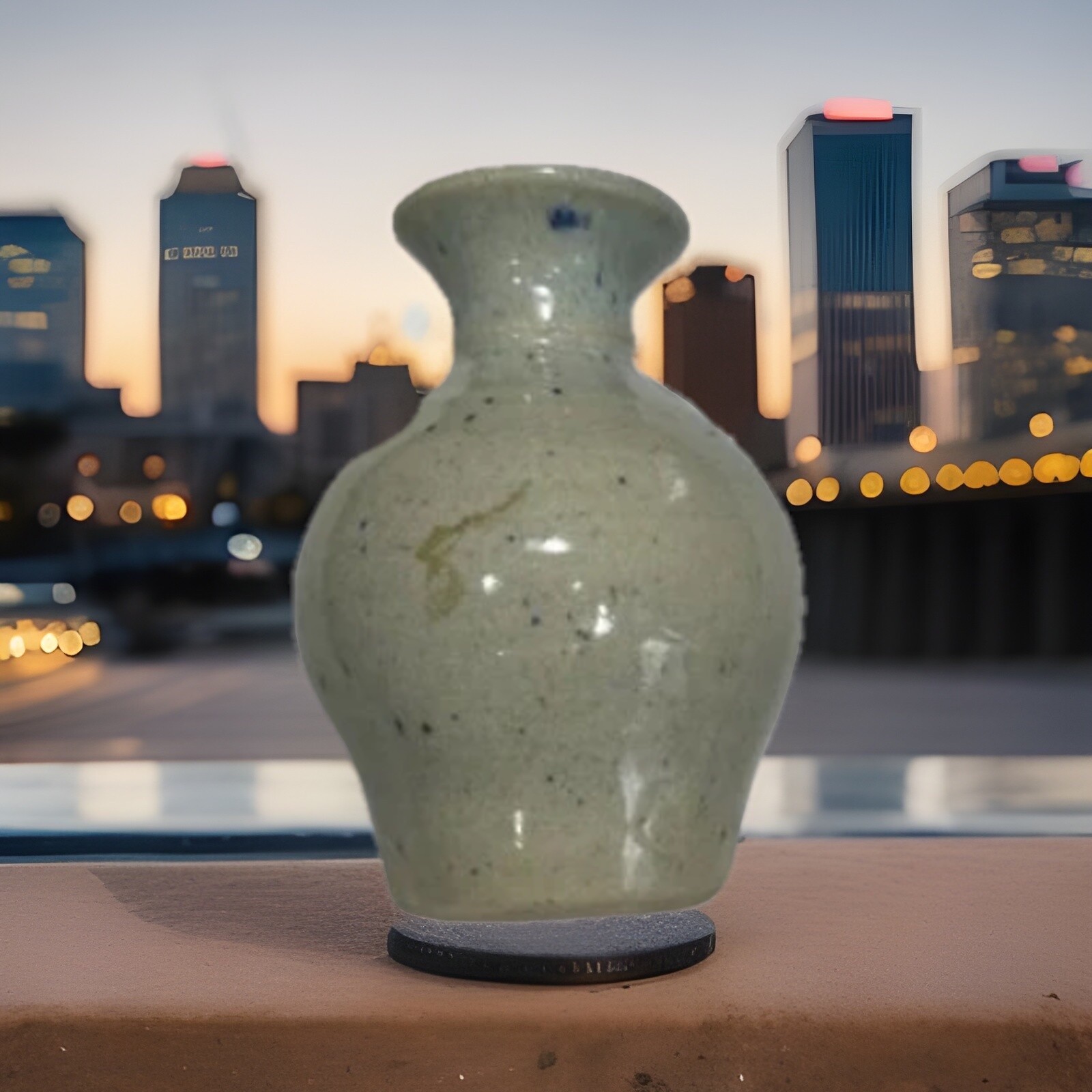 Bud Vase Artist Signed Speckled Home Mid Century Modern Decor 4.5″