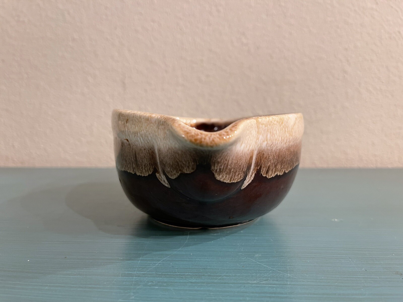 VINTAGE MCCOY POTTERY CUP BROWN AND CREAM COLOR SINGLE HANDLE