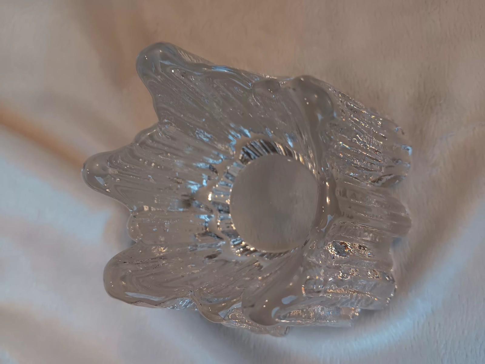 Nybro Sweden Crystal Volcano Rune Strand Candle Holder 4” High 5 “ Wide