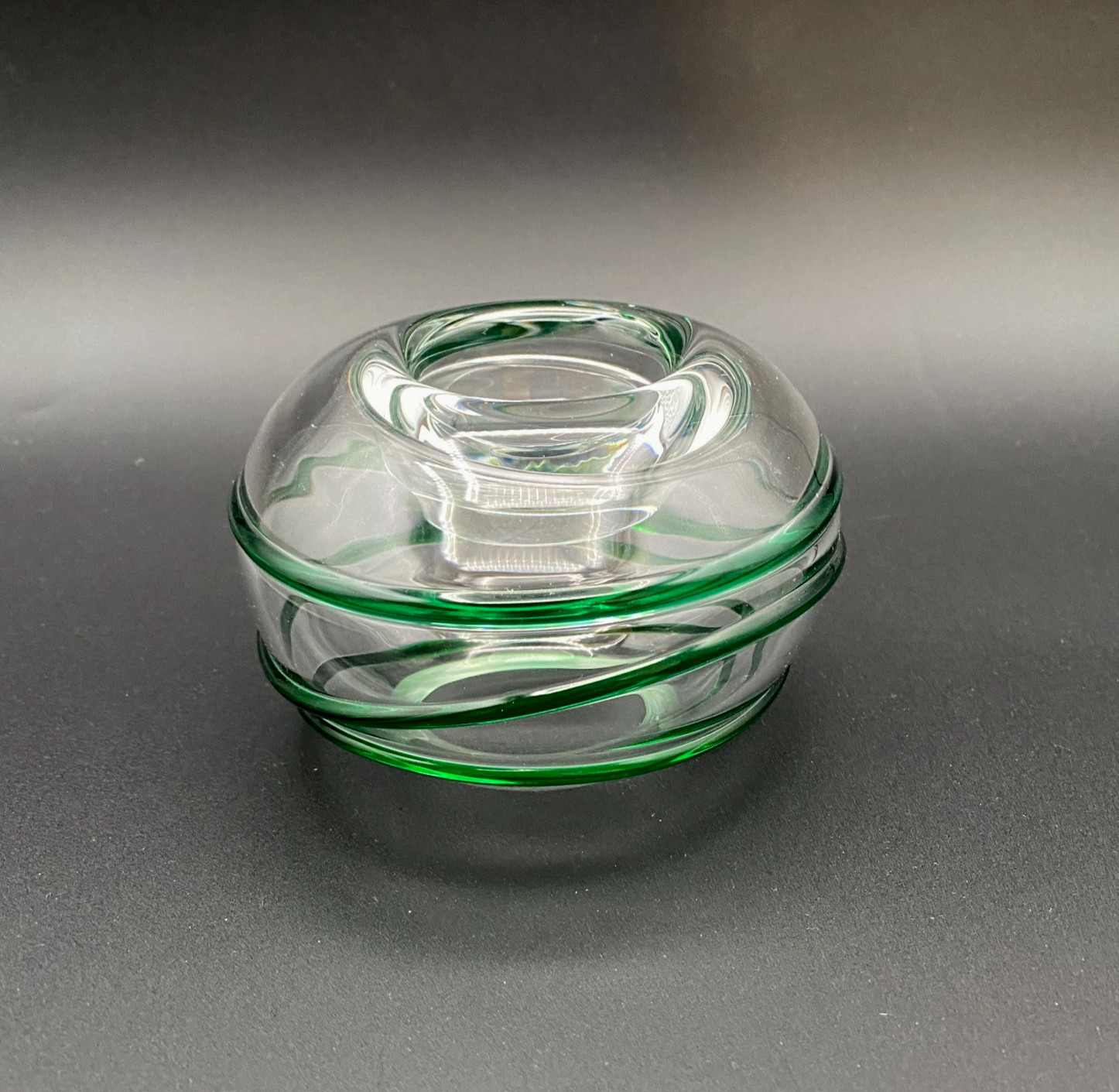 Royal Limited Crystal Green Swirl Glass Candle Tealight Holder Poland Votive
