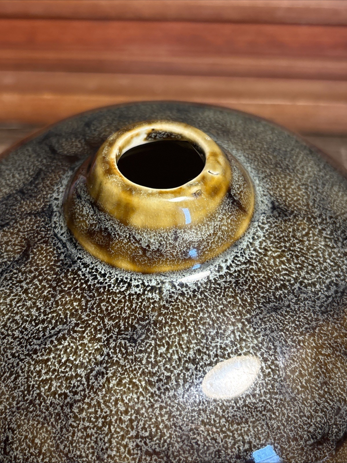 Vintage Bud Flower Ball Ceramic Vase Weed Pot Brown 4.5” T Retro Decor F2