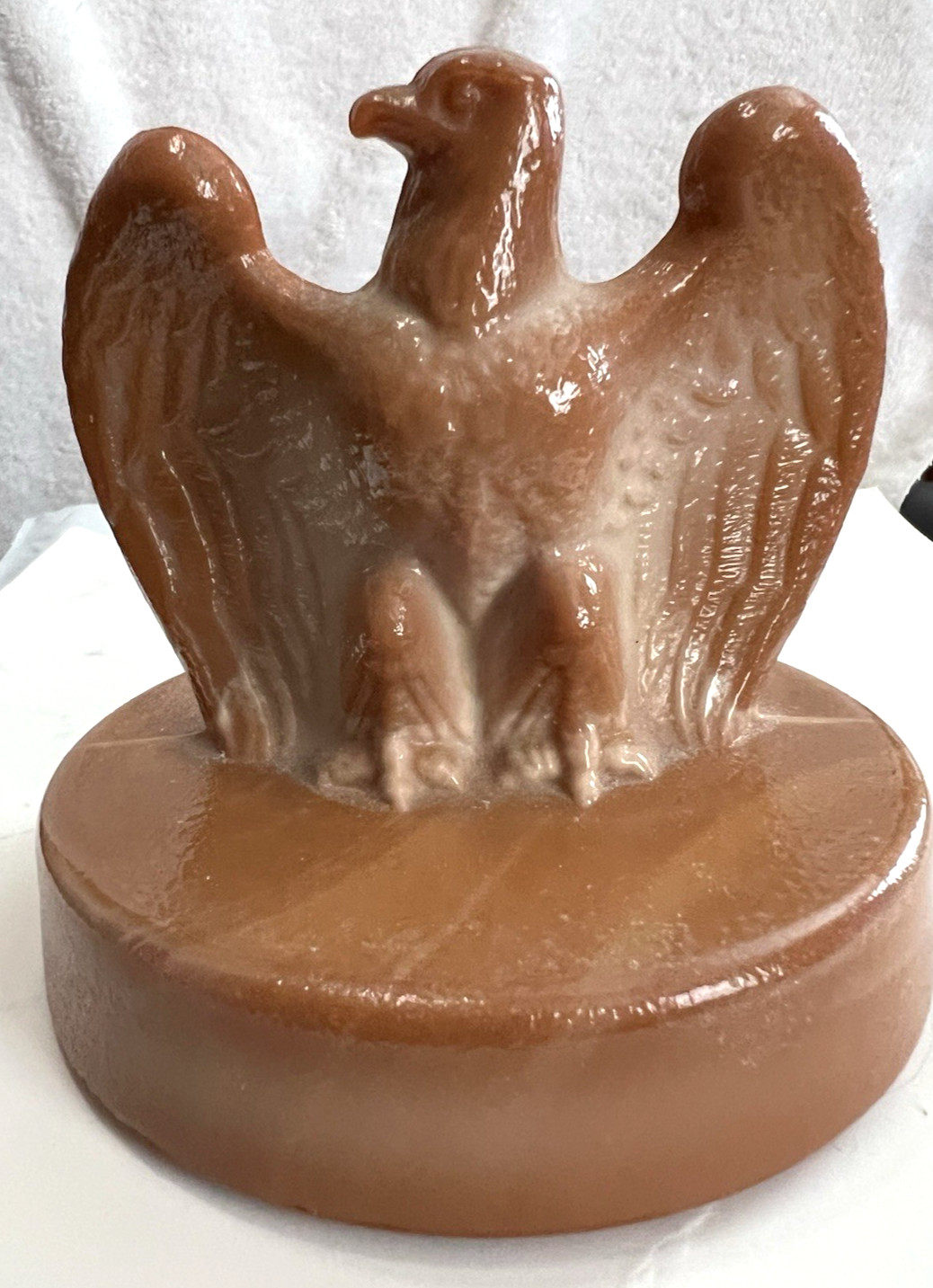 Fenton Chocolate Slag Glass Eagle 4″ Paperweight American Bicentennial 1776-1976
