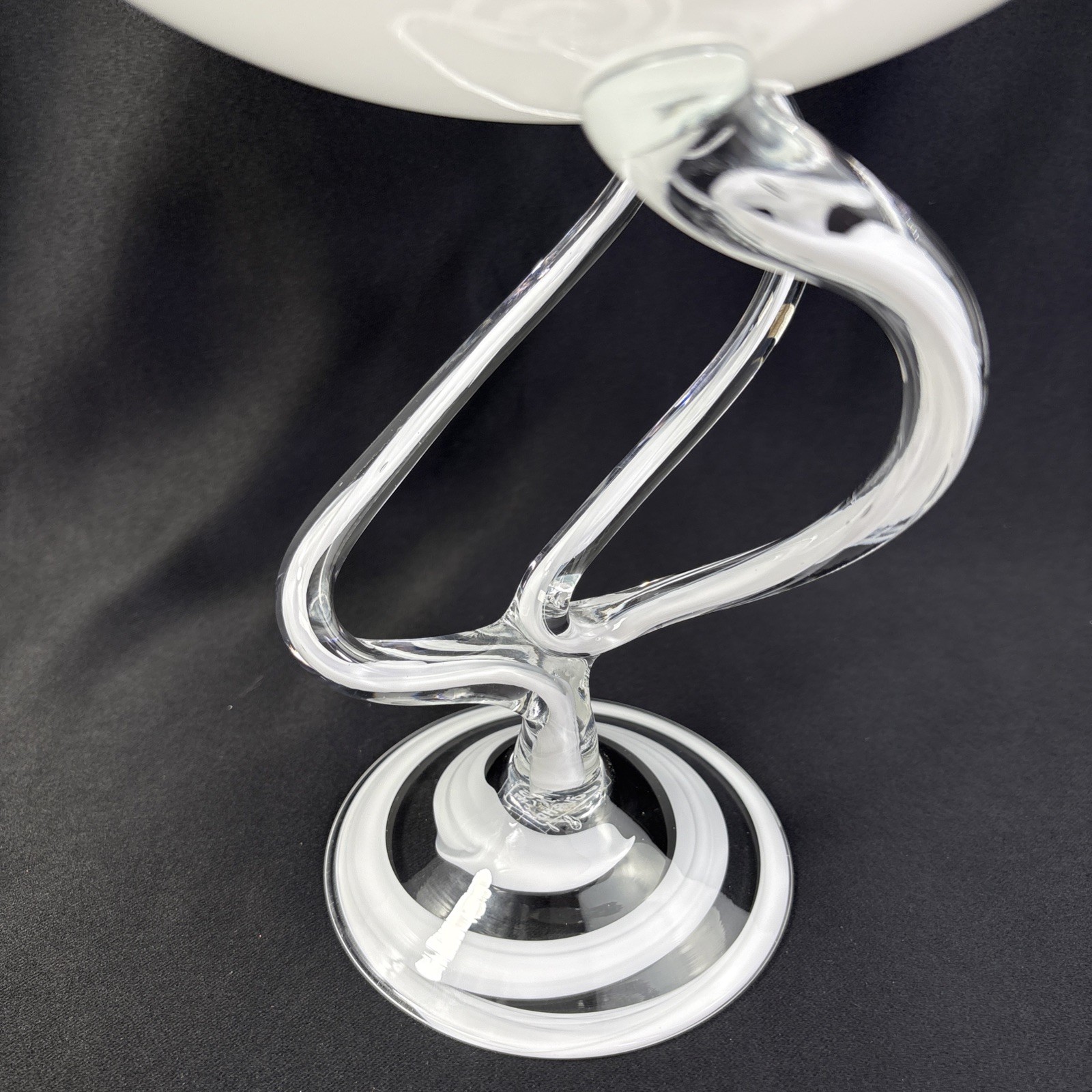 Jozefina Krosno Poland Hand Blown Art Glass Jellyfish Compote Dish Bowl 9″ x 7″