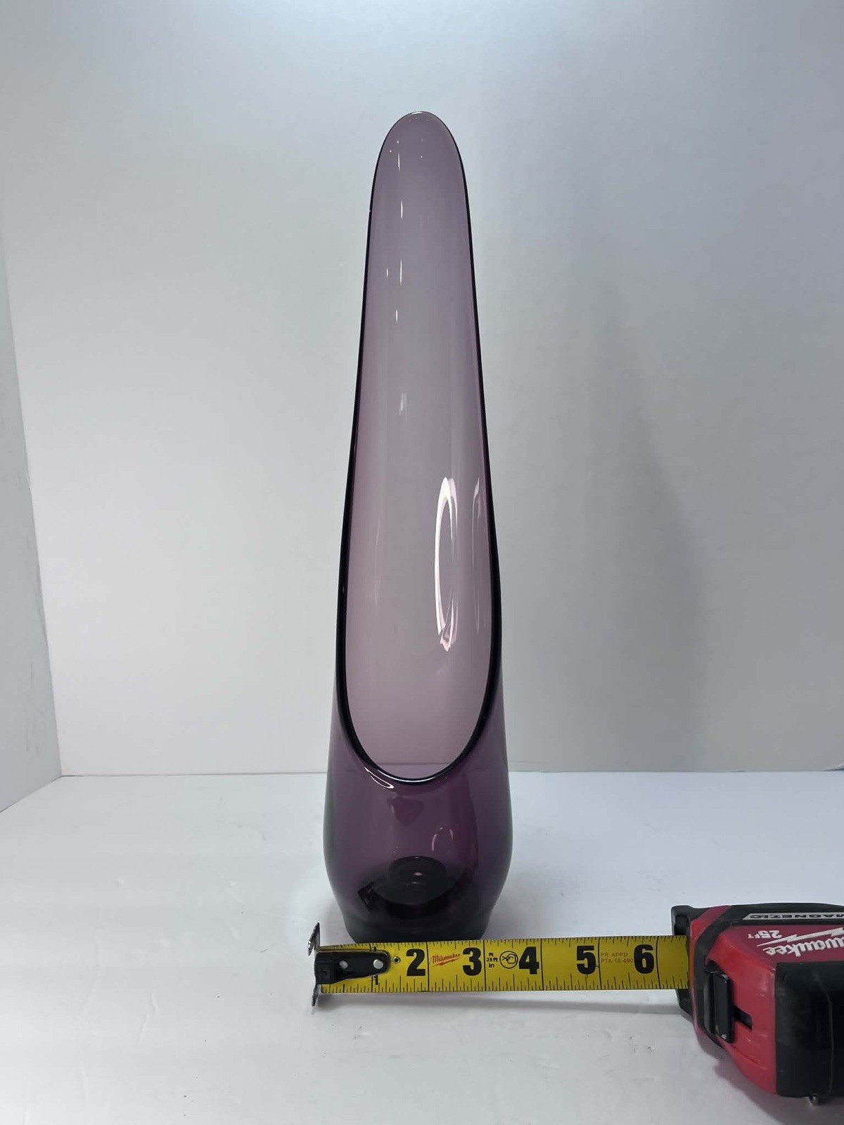 Vintage Viking Swung Glass Tall Amethyst Purple Taper Glow Candle Holder