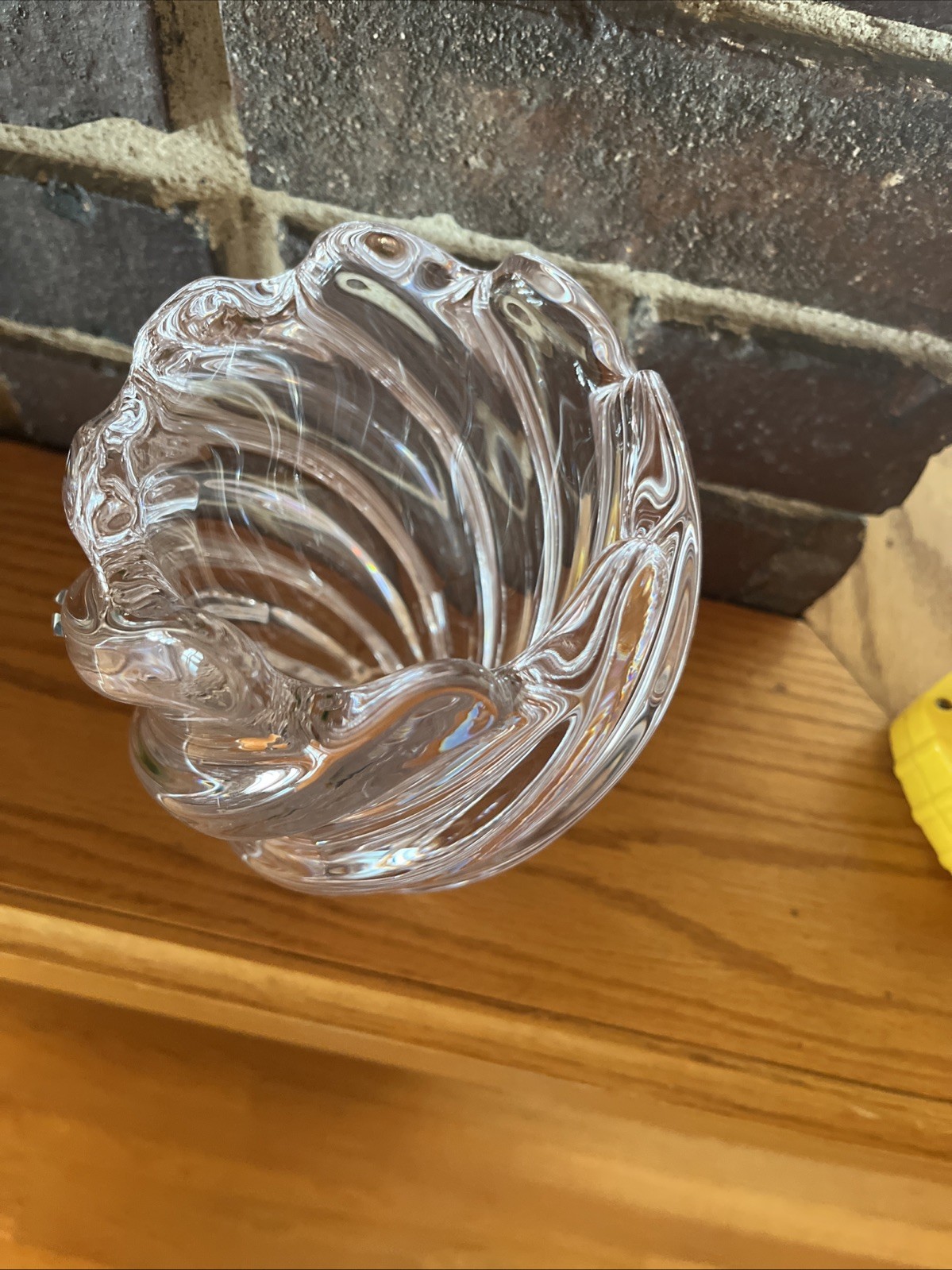 French Crystal ART VANNES Modernist Heavy Crystal 7.5” Glass Vase France