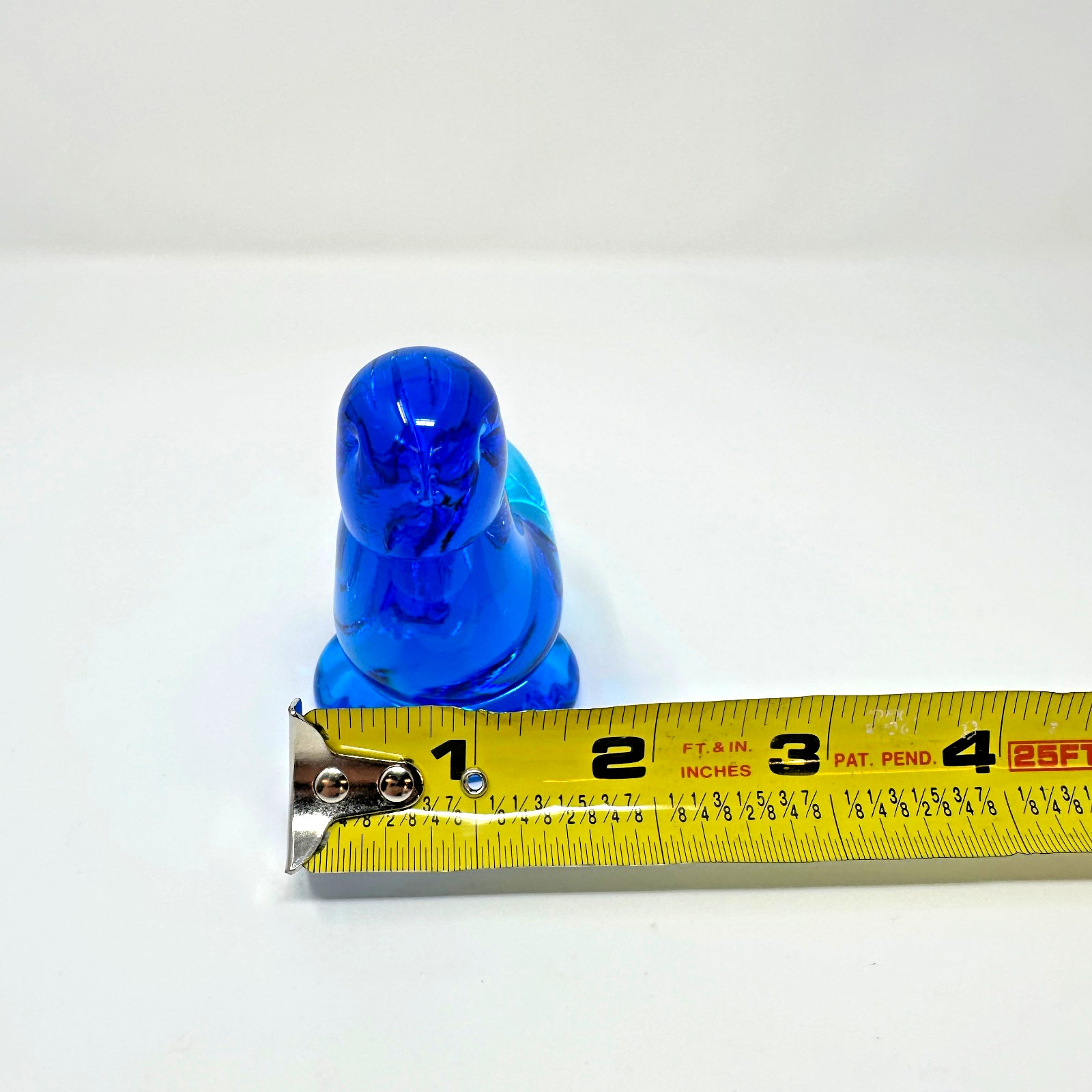 Leoward 1995 Signed Blue Art Glass Bird Figurine 3″ Vintage Collectible