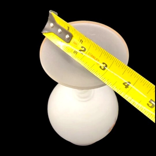 Hand Painted Candle Holder White Satin Glass Gold Trim Stemmed By Norleans Italy