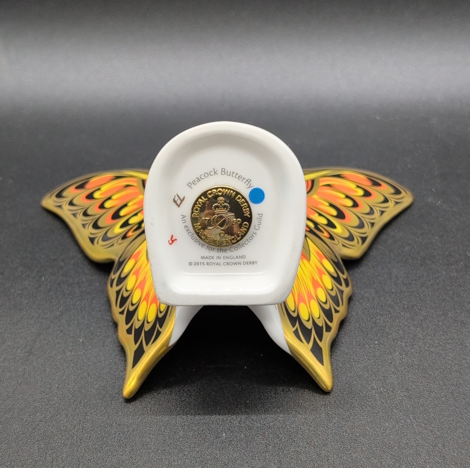 RARE Royal Crown Derby Peacock Butterfly Paperweight Gold Stopper Collectors 1st