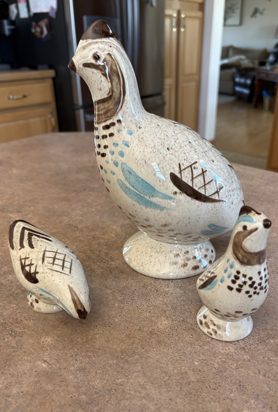 Vntg Red Wing Pottery Bob White Quail Appetizer Server W/ Salt & Pepper Shakers