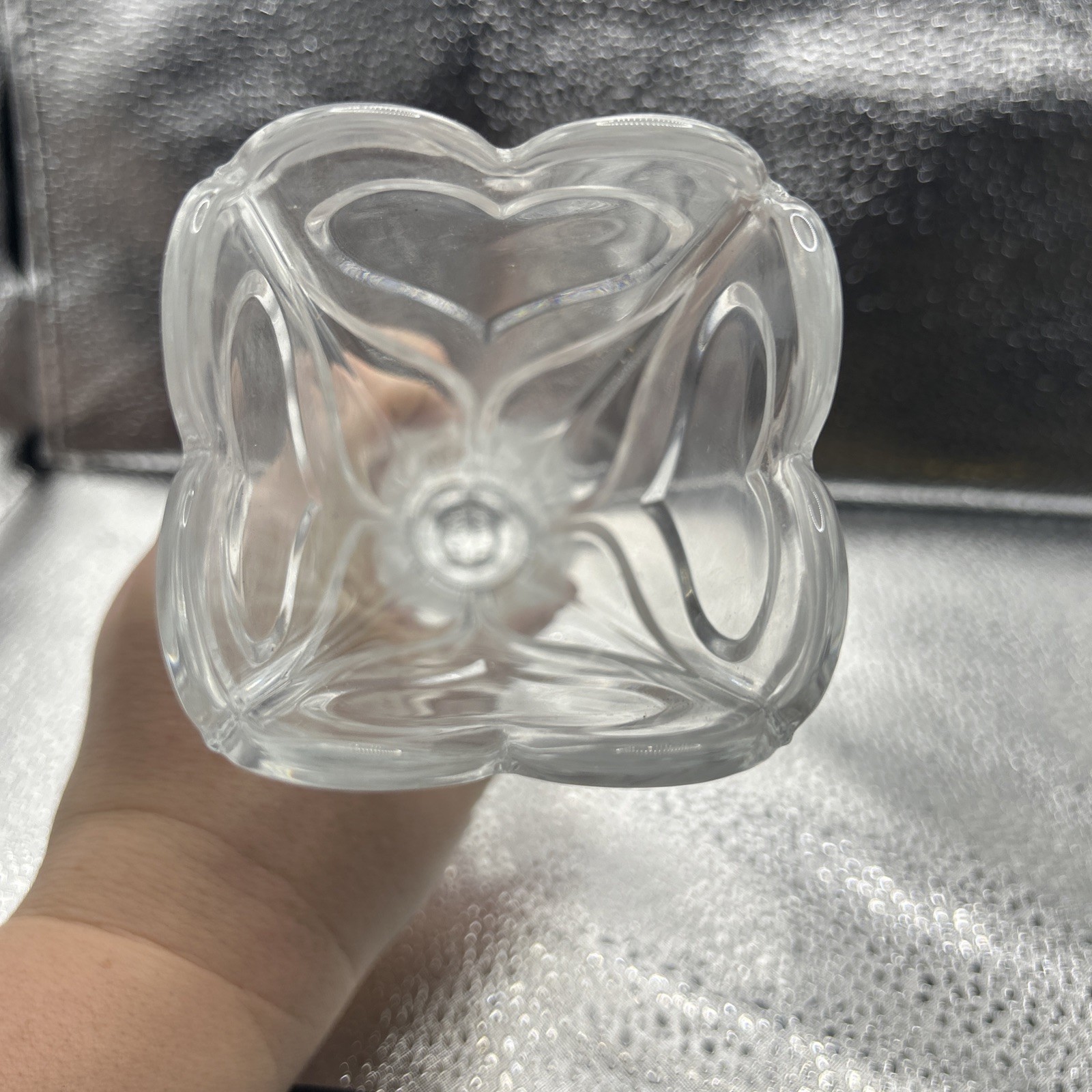 DePlomb Crystal Lead Heart Vase Scalloped Top 8in Tall