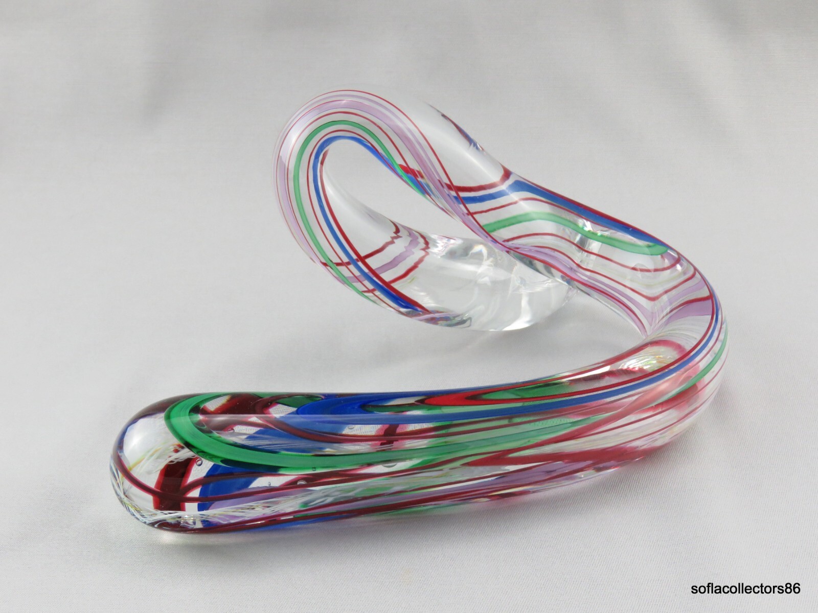 Mark Chapman Free Form Studio Art Glass Paperweight w Abstract Décor Dated 1999