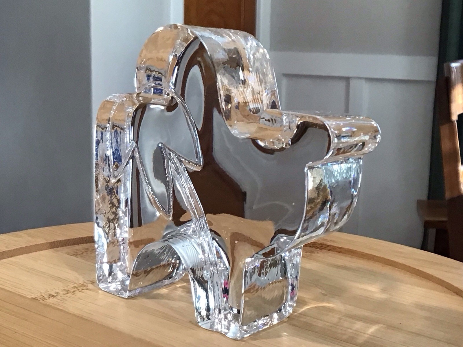 Vintage KOSTA BODA Crystal Camel With Palm Tree Glass Figurine Zoo Animal Signed
