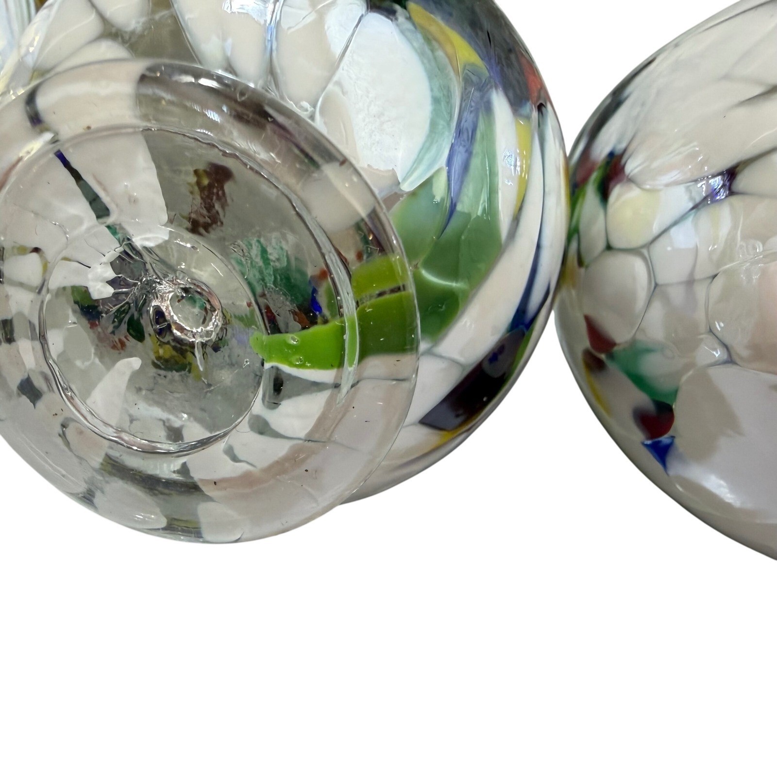 Anwa Glass Glassworks Handmade Poland Glass Easter Eggs White Confetti Set of 3