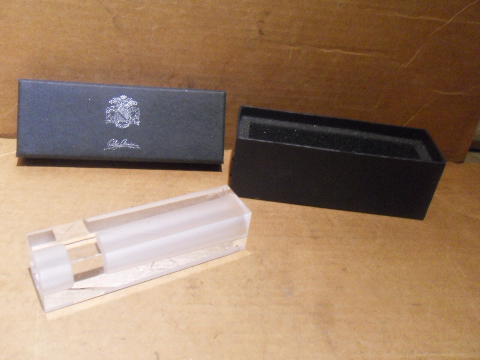 Oleg Cassini Crystal Bud Vase Candle Hold Modern Straight Edge Block Frosted