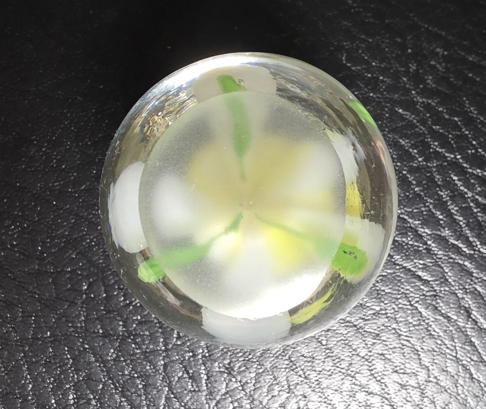Petite yellow and white flower paperweight 1.8″ #PW-23
