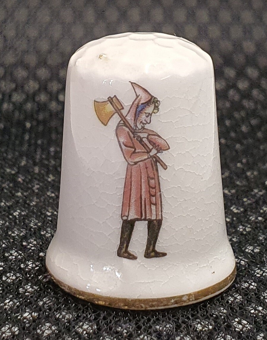 Ye Olde England Fine Bone China Axeman Thimble Made in England 3cm Tall Peasant