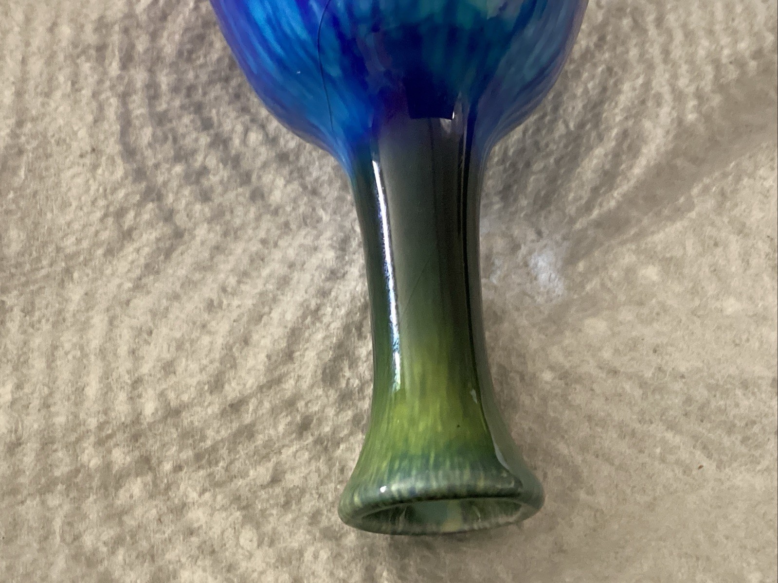 1970s mid-century Norleans drip glaze blue purple green art pottery Japan 4 /2”