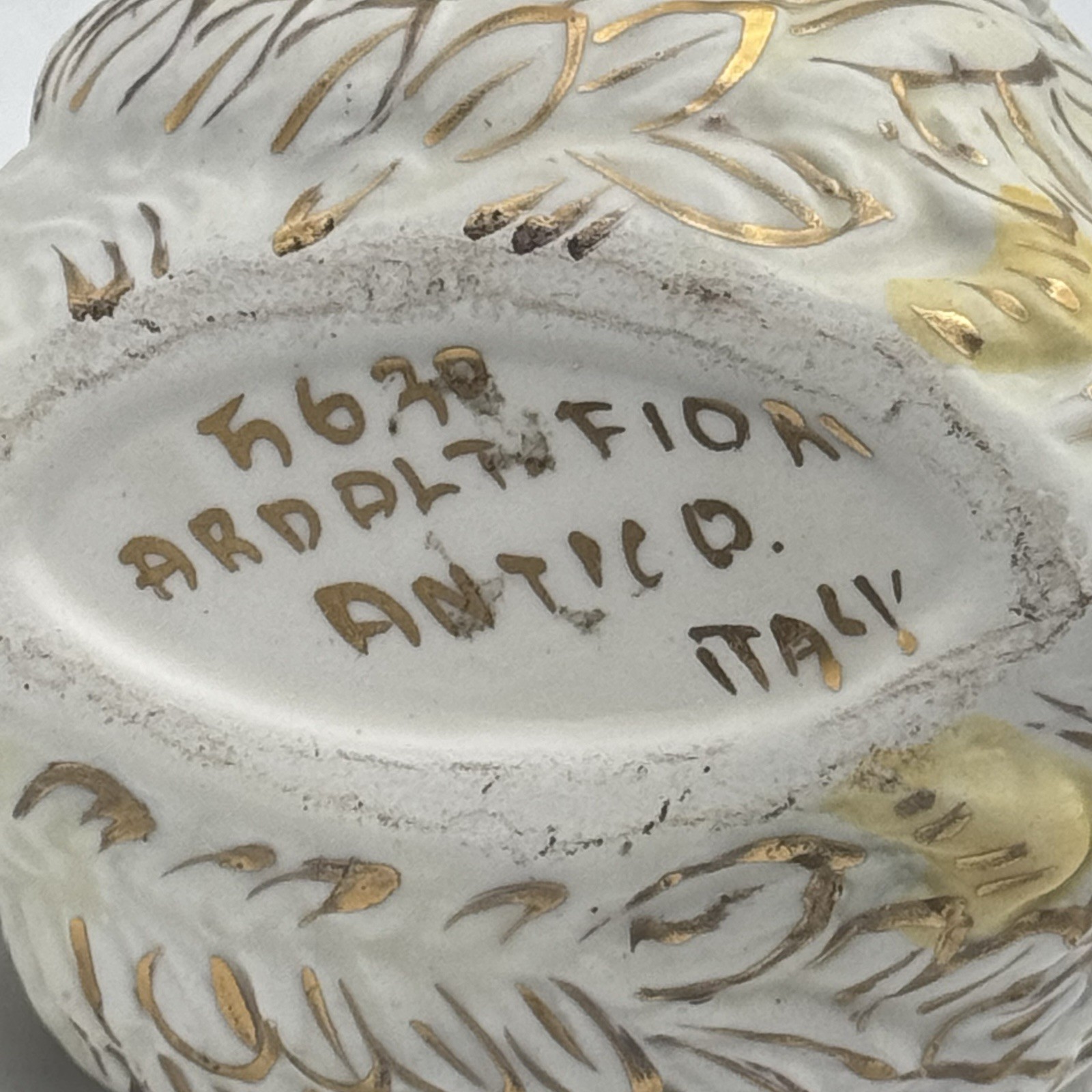 Vintage 50’s-60’s Ardalt Fiori Antico Swan Bowl Gilded w/ Flowers No Chips Italy