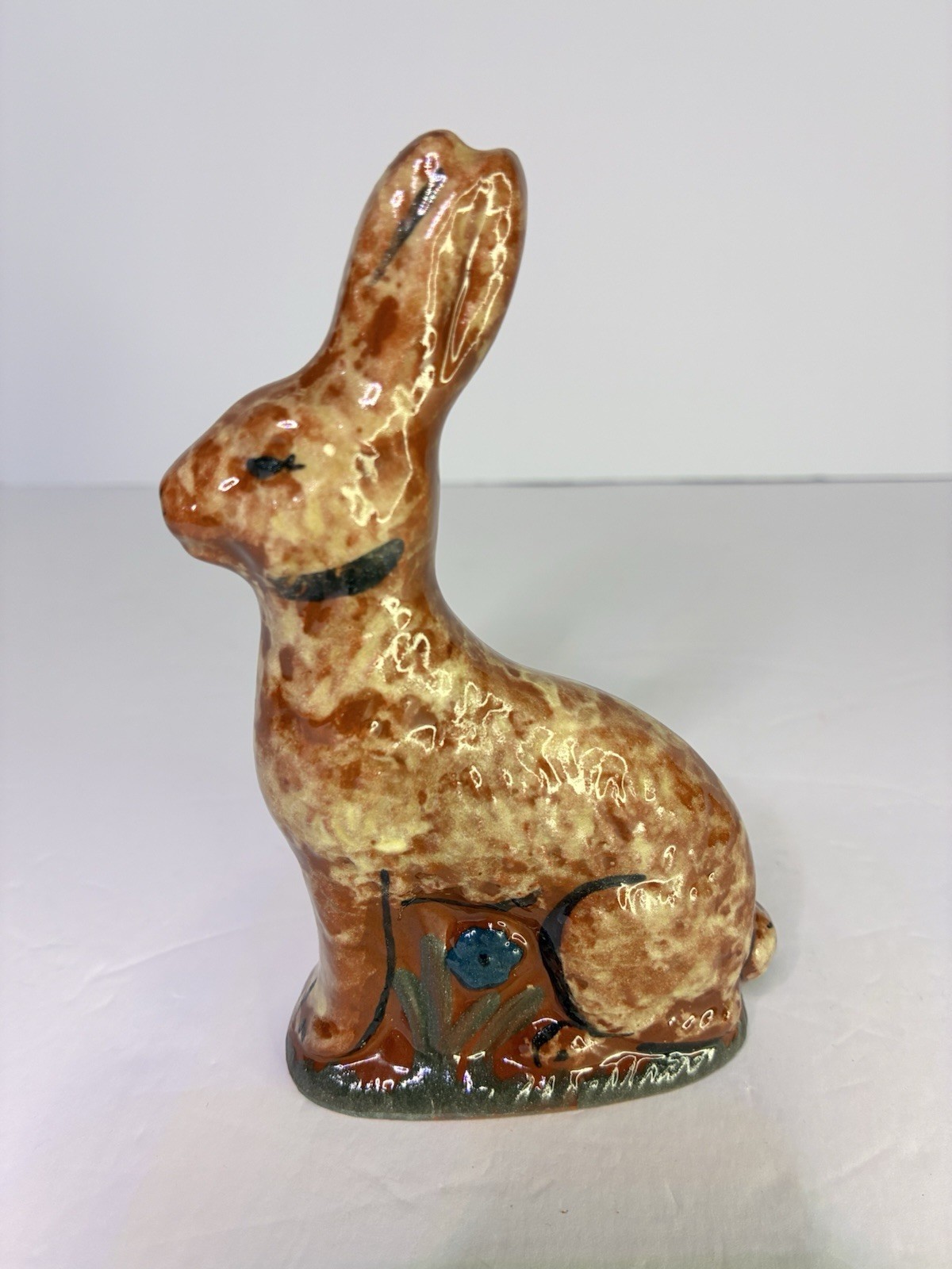 Eldreth Pottery Redware Bunny Rabbit Sitting Figurine Signed Folk Art 2002