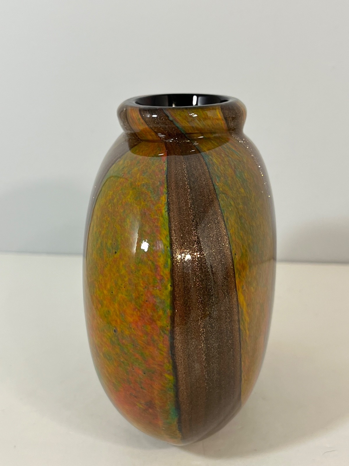 Dale Tiffany Hand Blown Brown Orange Gold Green Vase Perfume Bottle No Stopper