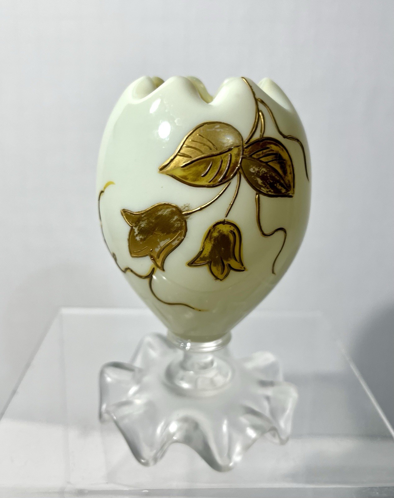 Thomas Webb Glass Posy Vase Gilt Decoration 4 1/4 Inches Tall