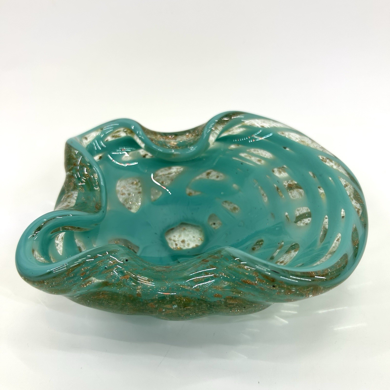 Barovier Toso Murano “Graffito” Cased Sommerso Gold Bowl Trinket Dish Ashtray