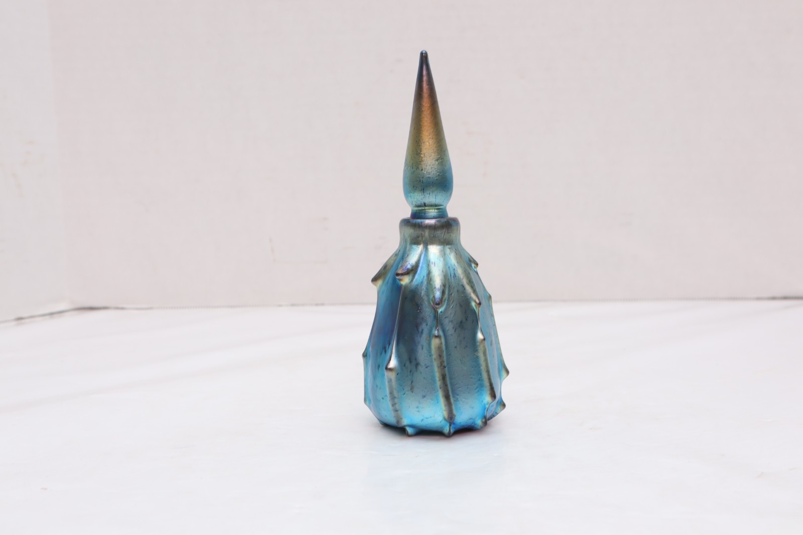 Blue Luster Studio Art Glass Perfume Bottle Saul Alcaraz Iridescent DRIP Design