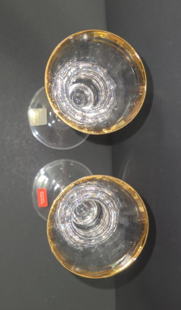 Mikasa Jamestown Gold Lead Crystal 8″ Candle Holders W/Gold Trim T2703/399 New