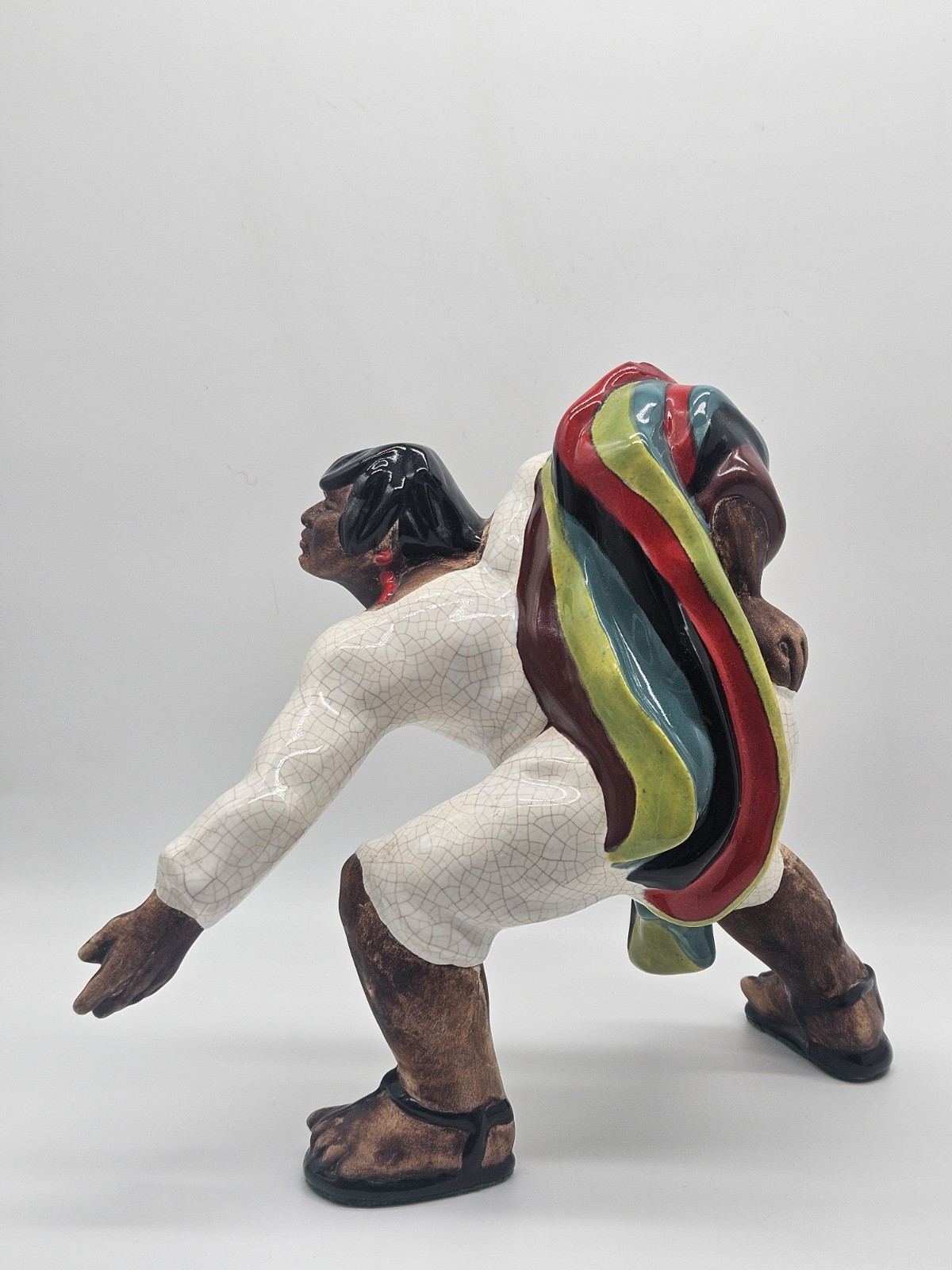 Brayton Laguna Peruvian Dancer Pottery Sculpture Figurine Native Crackle Glaze
