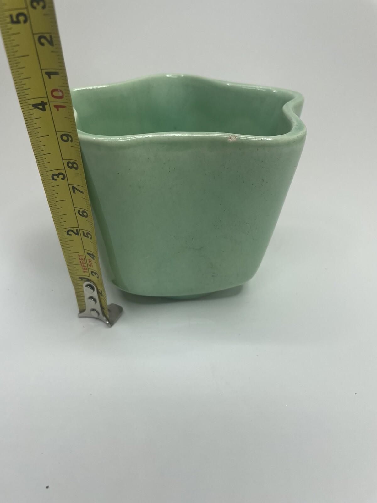 Treasure Craft Seashell Starfish Stoneware Vase Bowl, Mint Green 3.5″ Vintage
