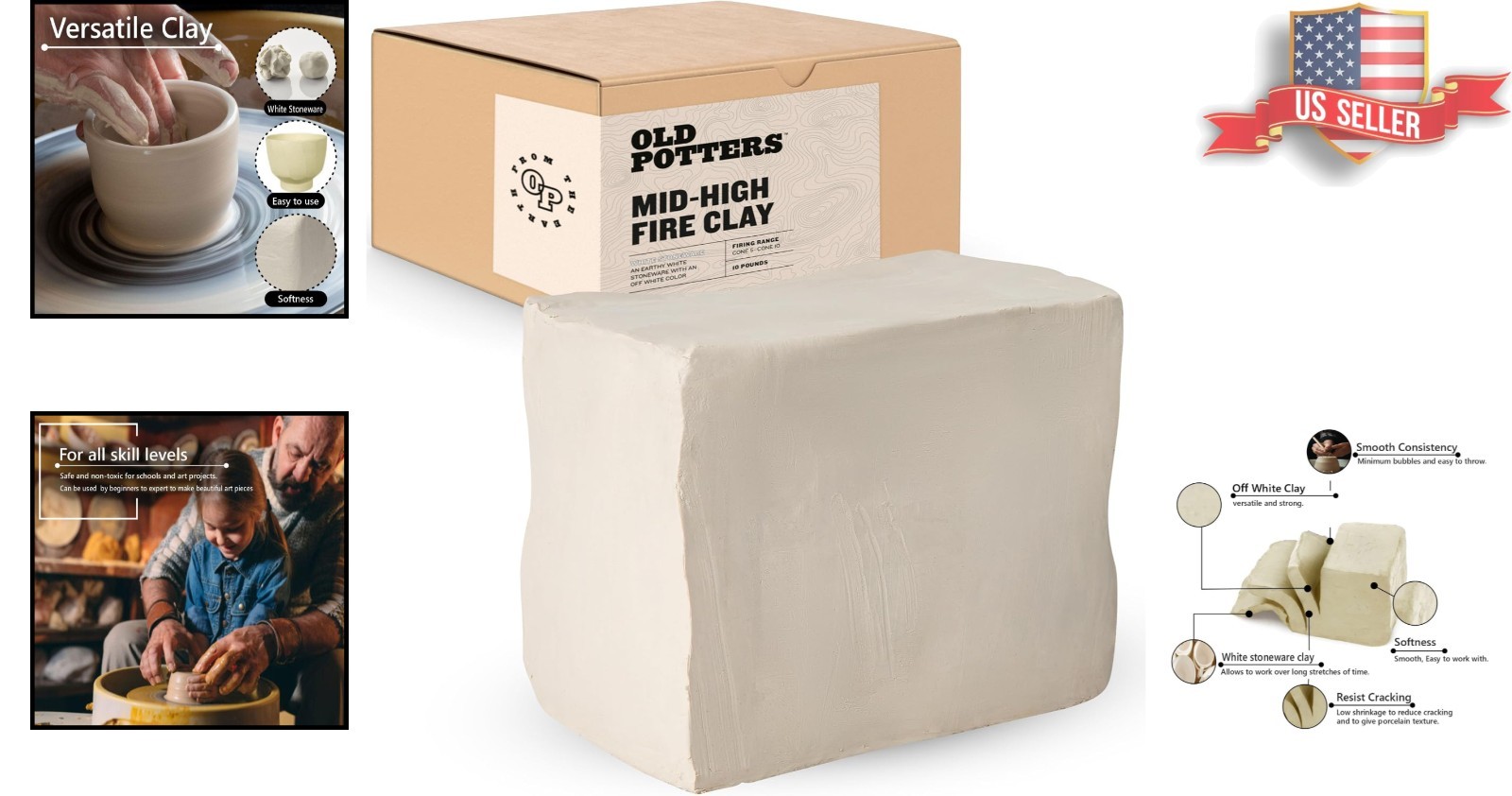 Versatile 10 lb Cone 6-10 High Fire White Clay – Perfect for Pottery Masters