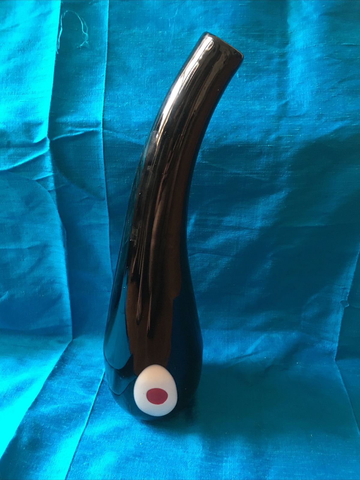 Bullseye Art Glass Dark Amethyst Vase 14.5”x3.25”