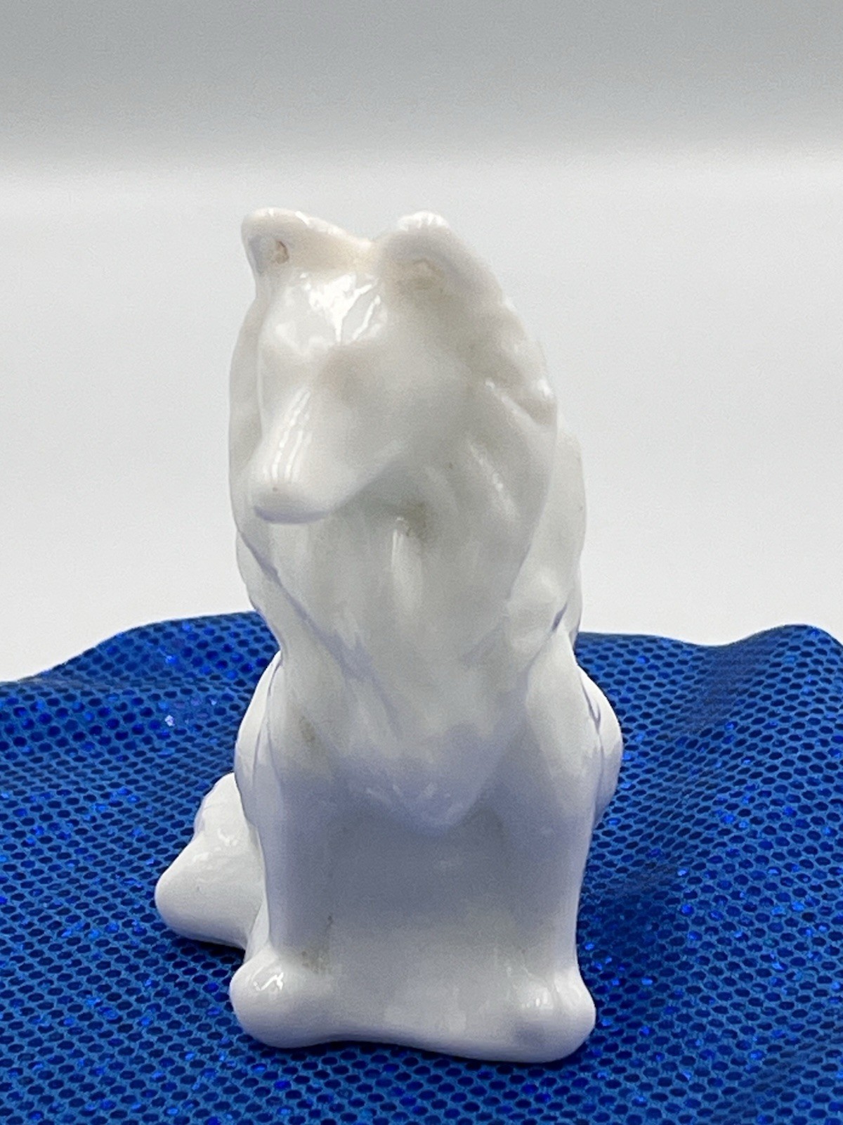 Mosser Milk Glass Collie /Sheltie Dog Puppy Figurine Vintage New Old Stock
