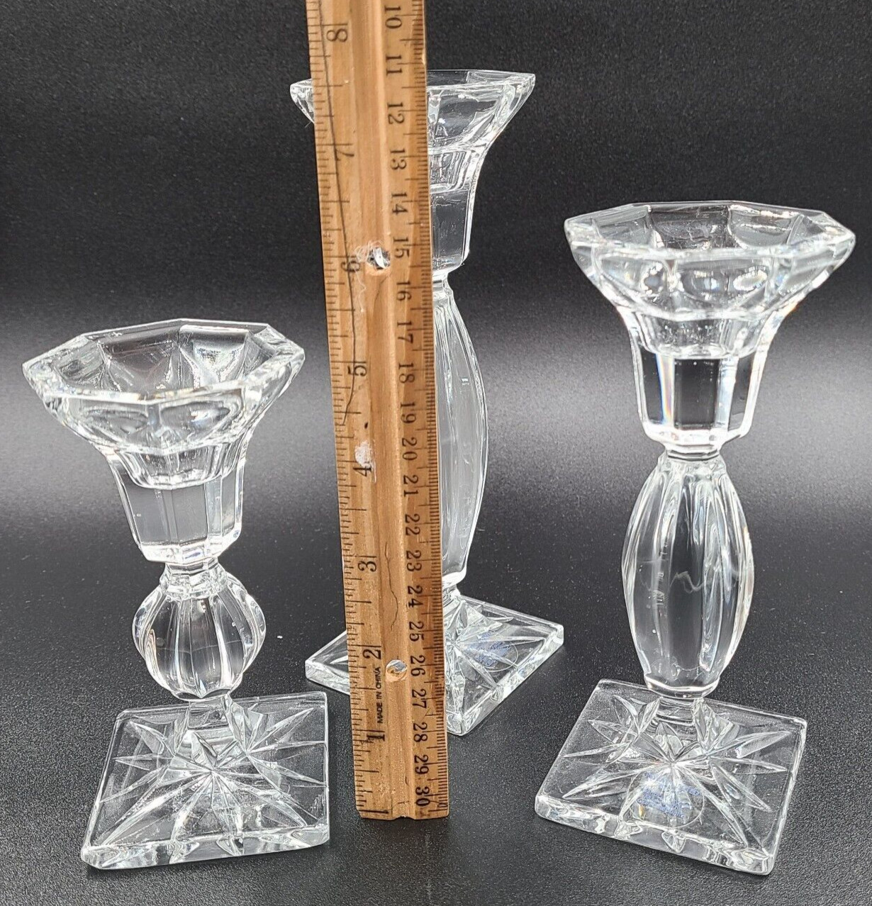 Royal Limited Handcut Crystal Czech Set of 3 Tiered Candlestick Holders