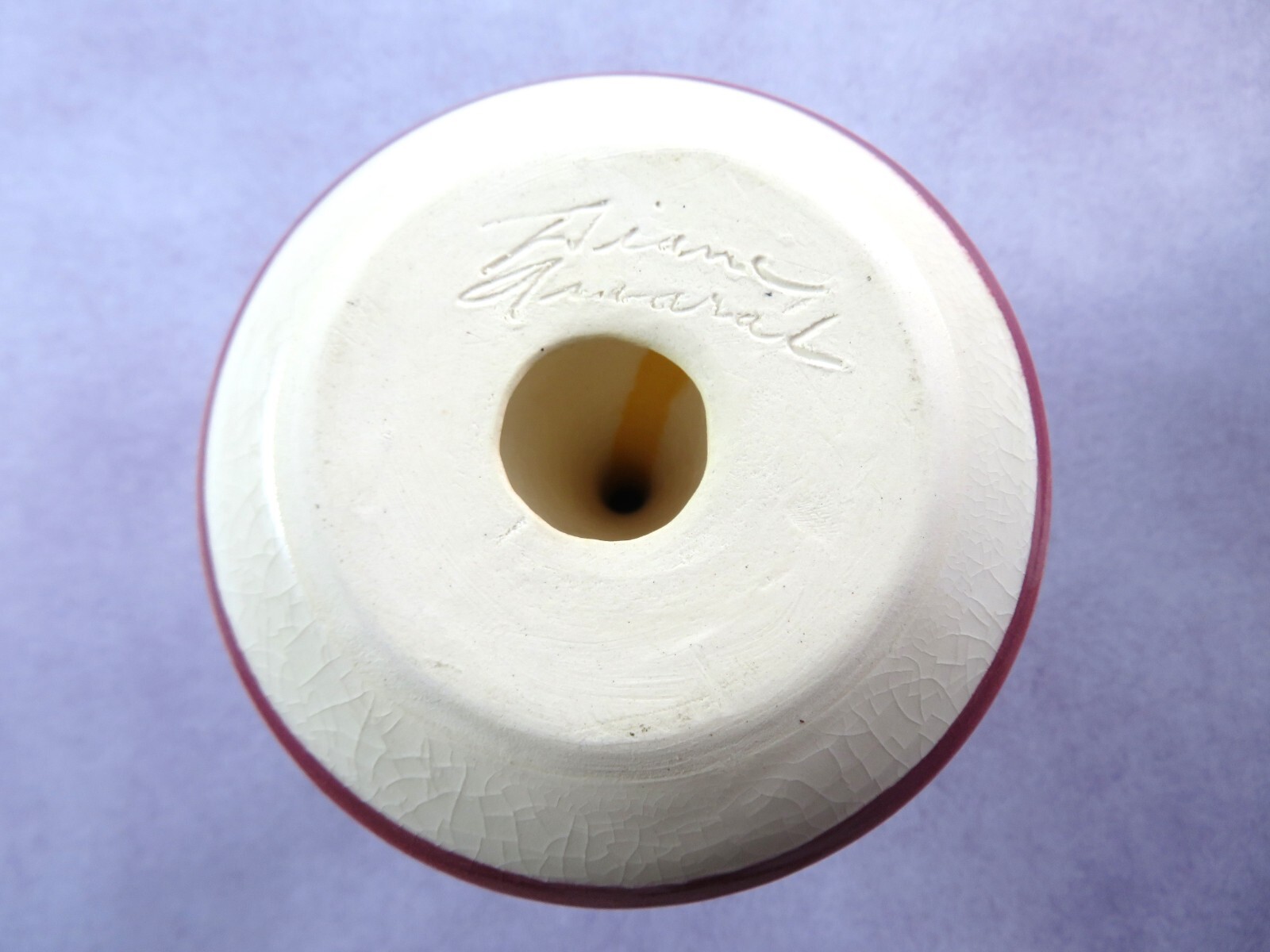 Studio Pottery Taper Candle Holder Diane Amaral Artist Signed Vintage 1980s