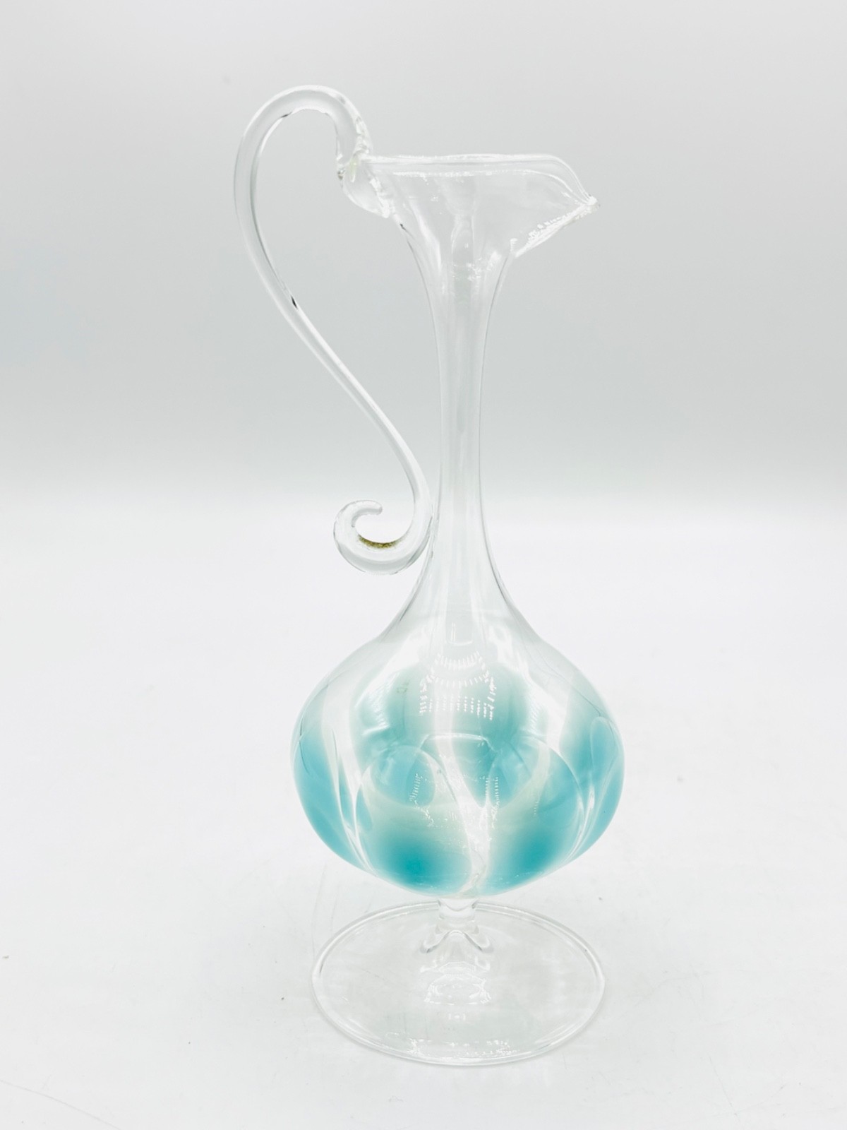 Vtg Lauscha Bimini Lamp Work Art Glass Vase Pitcher Decanter Blown 7” Exquisite
