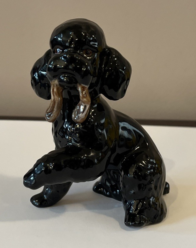 Vintage Goebel West Germany Black French Poodle w/ Leash Figurine #519