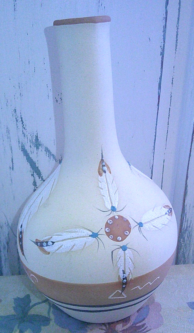 Vintage Betty Selby Art Pottery Vase Southwest Native American HANDPAINTED #362