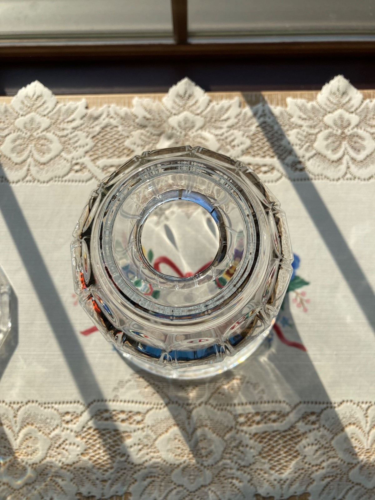 Cambria Two Piece Lead Crystal Hurricane 6.25″ Diameter ~11.75″ Tall
